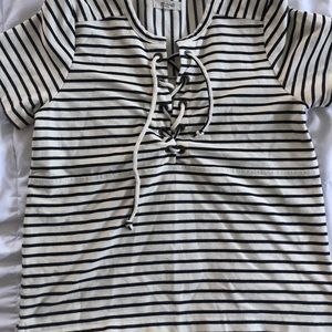 Madewell Beachy Tie Front Striped Top